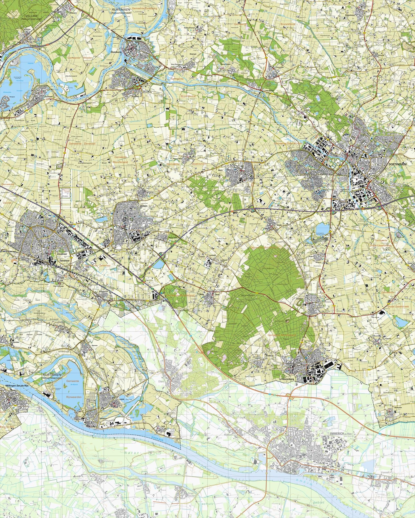 Koop Topografische kaart schaal 1:25.000 (Doetinchem, Zevenaar, Didam, 's-Heerenberg, Zeddam) voordelig online COMMEE