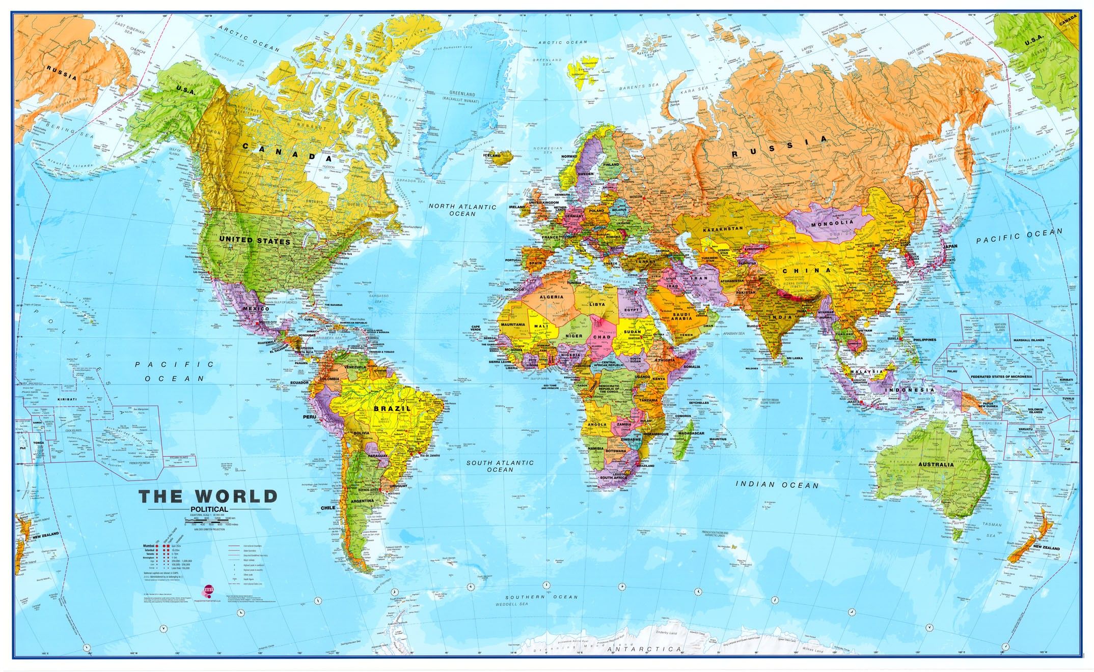 assistent Oefening Aanval Koop Wereldkaart N Engelstalig Maps International Staatkundig 1:40.000.000  voordelig online bij COMMEE