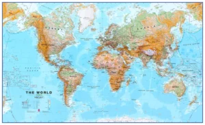 Wereldkaart Maps International Natuurkundig XXL