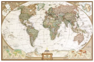 Wereldkaart Antiek National Geographic XL