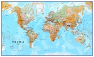 Wereldkaart Maps International Natuurkundig