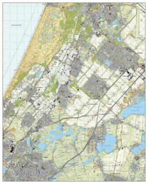 Topografische Kaart TOP25 (Leiden, Hoofddorp, Nieuw-Vennep, Leiderdorp, Heemstede, Noordwijk)